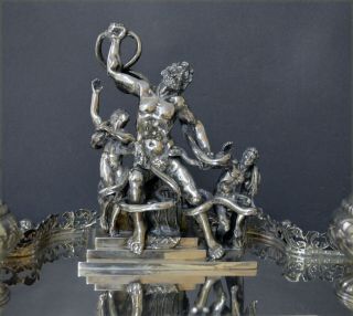 EXTRAORDINARY LARGE 3.  5KG HEAVY MARKED SPANISH SOLID SILVER LAOCOON INKSTAND 9