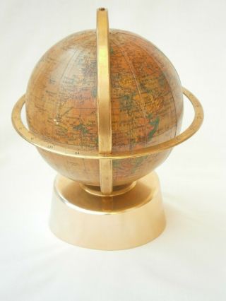 Vintage Globe Clock Mechanical Movement Rotating Earth Globe 7