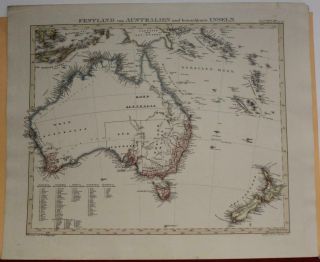 Australia Zealand 1854 Stieler & Von StÜlpnagel Antique Copper Engraved Map