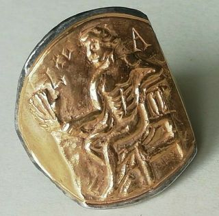 RARE ANCIENT ROMAN SILVER LEGIONNAIRE RING WITH APOLLO INLAID GOLD 24K UNIQUE 11