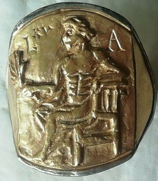 RARE ANCIENT ROMAN SILVER LEGIONNAIRE RING WITH APOLLO INLAID GOLD 24K UNIQUE 8