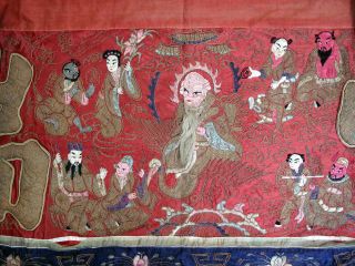 Large Antique Chinese Hand Embroidered Silk Tapestry Panel 26 