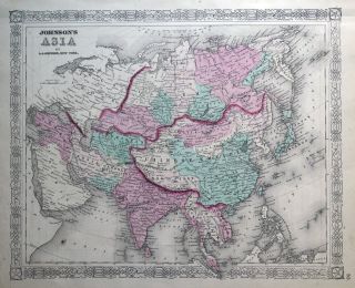 Asia,  Johnson Antique Map C1865