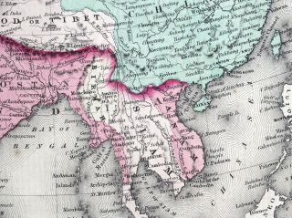 ASIA,  Johnson Antique map c1865 2
