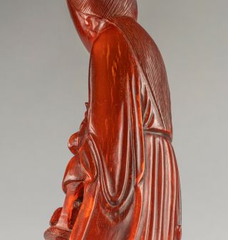 Chinese Antique Carved Horn Figure Of Lady With Wood Stand,  1890 - 1930 10