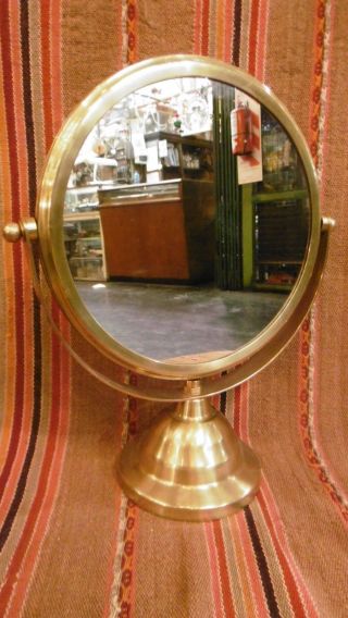 Antique Art Deco Bronze Double Side Vanity Mirror On Stand.