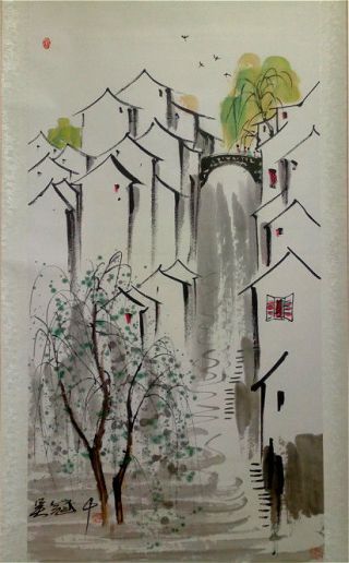 Chinese 100 Hand Painting & Scroll Landscape By Wu Guanzhong 吴冠中 Wedj