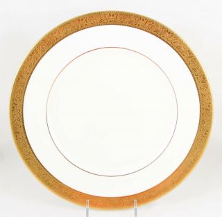 Excel Set 4 Dinner Plates Wedgwood Bone China Ascot Raised Gold Encrusted White