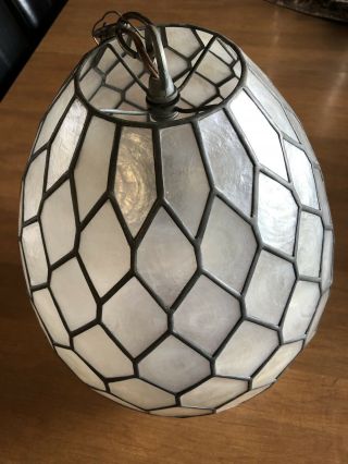 Vintage Feldman Co LA Capiz Shell Mid - Century Chandelier Light Fixture 1970 3