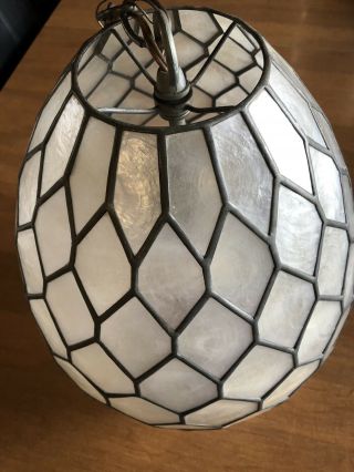 Vintage Feldman Co LA Capiz Shell Mid - Century Chandelier Light Fixture 1970 4