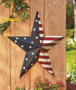 24 " Americana Star Yard Stake Or Wall Hanging Primitive Country Patriotic Stars