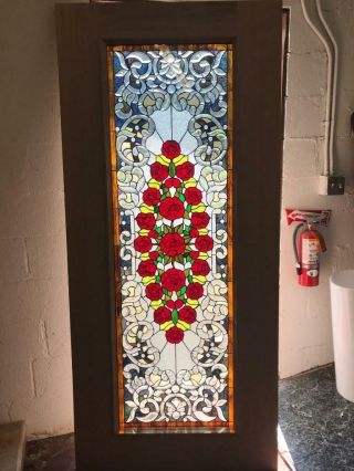 Mahogany Stained Glass Custom Roses Estate Door - An7