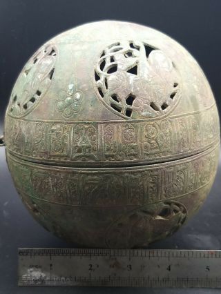 Very Old Antique Qulity Sliver Enlaid Bronze Islamic Incense Burner Ball Box 11