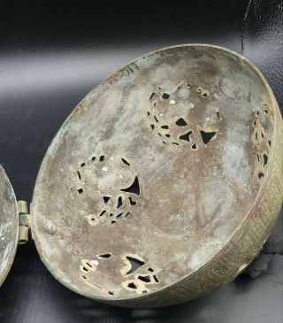 Very Old Antique Qulity Sliver Enlaid Bronze Islamic Incense Burner Ball Box 8