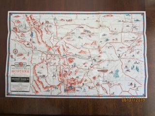 Vintage 1937 J.  K.  Ralston Montana Pictorial Map