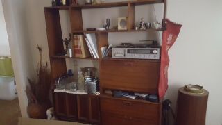 Vintage Mid Century Modern Wall Unit Room Divider Bar Shelves