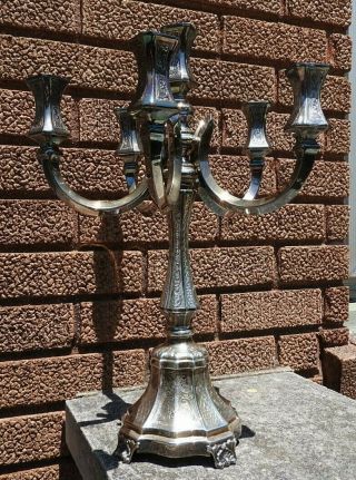 Judaica 6 Light Candleabra In Sterling Silver