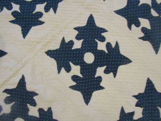 Antique Quilt 1890 ' s - Pretty Old Fabrics Blue and White - Unique 5