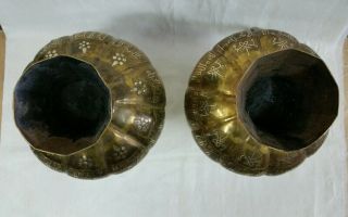 ANTIQUE STYLE MATCHING PAIR ISLAMIC BRASS WATER PITCHERS INLAY SILVER AND COPPER 7