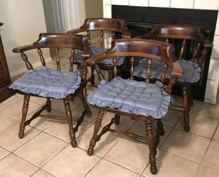 4 Ethan Allen Old Tavern Pine Chair Set Dining Room Table Side Wood Chairs Usa