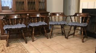4 ETHAN ALLEN Old Tavern Pine Chair Set Dining Room Table Side Wood Chairs USA 2