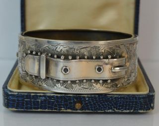 1884 Victorian Aesthetic Period Solid Silver Bangle Of Buckle Design