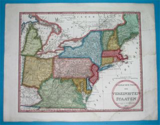 1824 Unusual Map United States Pennsylvania York Virginia Ohio