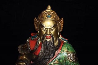 Chinese Antique Old copper hand - painted fortune Guan Gong Guan Yu 4