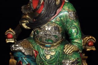 Chinese Antique Old copper hand - painted fortune Guan Gong Guan Yu 5