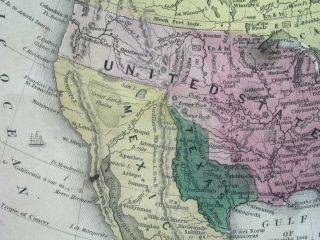 1839 RARE american ANTIQUE MAP TEXAS REPUBLIC UNITED STATES CALIFORNIA in MEXICO 4