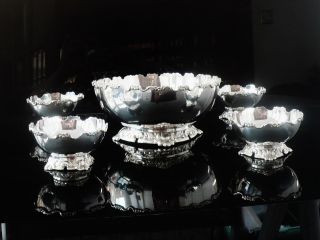 Cased Indian Silver Fruit Set,  c.  1940 T Kishsnchand ' s of Bombay,  Dishes Bowls 4