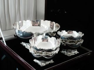 Cased Indian Silver Fruit Set,  c.  1940 T Kishsnchand ' s of Bombay,  Dishes Bowls 8