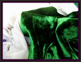 Luxurious Antique Edwardian Emerald Green Silk Velvet Fabric Pc