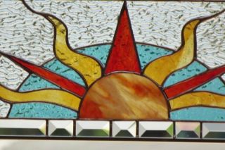 ••SOLAR Energy •• Beveled Stained Glass Window Panel • ≈ 20 ¾” 9 