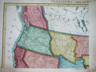 1850 Rare Map United States California Oregon Washington Montana