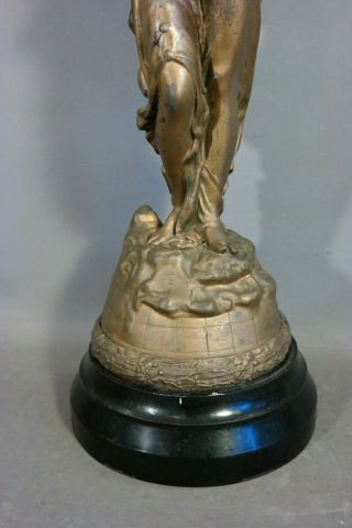 LG 19thC Antique VICTORIAN Era WINGED LADY Musician GODDESS STATUE Old SCULPTURE 3
