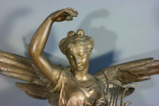 LG 19thC Antique VICTORIAN Era WINGED LADY Musician GODDESS STATUE Old SCULPTURE 9