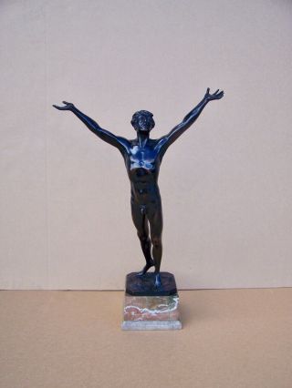 Otto Schmidt - Hofer Bronze Nude Figure Of Male Athlete Germany,  20th C.