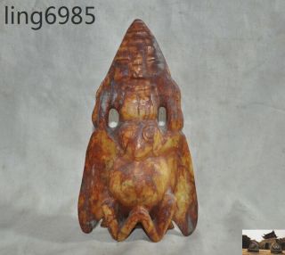 A Rare Chinese Hongshan Culture Old Jade Hand Carved Eagle Bird Sun God Statue