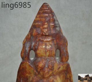 A Rare Chinese Hongshan culture Old Jade hand carved eagle bird Sun god statue 2