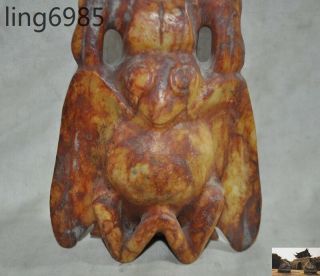 A Rare Chinese Hongshan culture Old Jade hand carved eagle bird Sun god statue 3