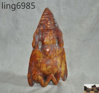 A Rare Chinese Hongshan culture Old Jade hand carved eagle bird Sun god statue 4