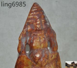 A Rare Chinese Hongshan culture Old Jade hand carved eagle bird Sun god statue 5