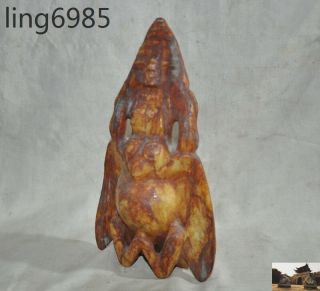 A Rare Chinese Hongshan culture Old Jade hand carved eagle bird Sun god statue 6