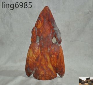 A Rare Chinese Hongshan culture Old Jade hand carved eagle bird Sun god statue 8