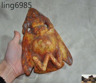A Rare Chinese Hongshan culture Old Jade hand carved eagle bird Sun god statue 9