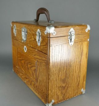 Fine Antique Union Chest Oak Machinist Tool Box Crafting Jewelry 7 Drawer Box 9