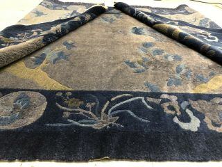 Auth: 19th C Antique Peking Chinese Rug Rare Purple ART Deco Masterpiece 4x7 NR 5
