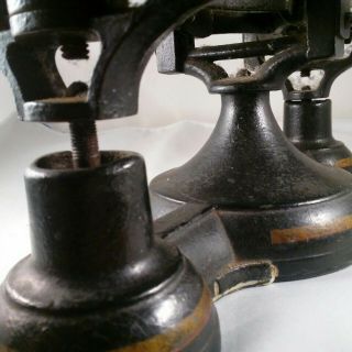 Antique Vintage Cast Iron Brass Porcelain Marble Platform Balance Scale grams 5