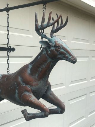 LG JUMPING DEER BUCK on WALL HANGING BRACKET Detailed 3D in AGED COPPER FINISH 7